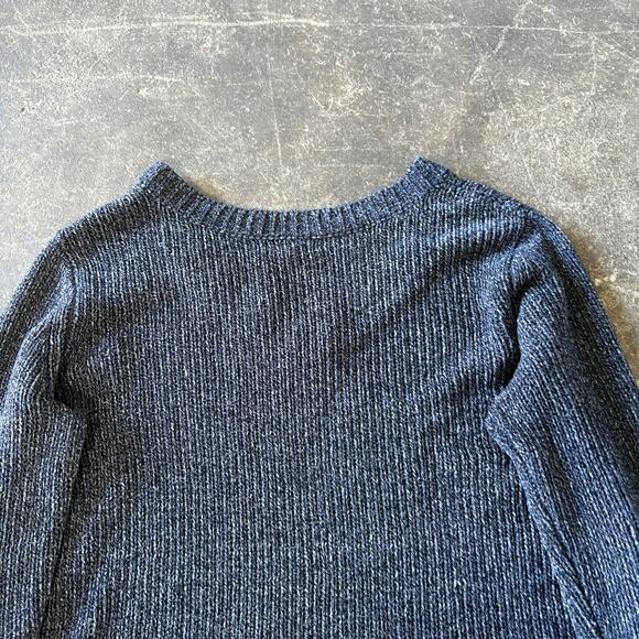 Orvis Sweater Size L Blue V Neck Chenille Velvet Soft Cozy Pullover Knit - Picture 5 of 9